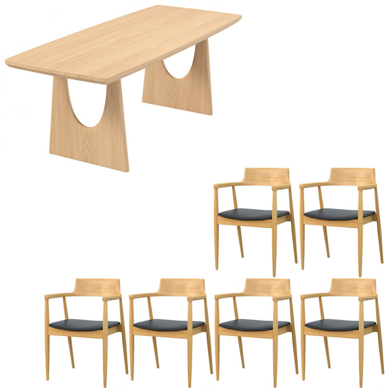 Ensemble de table à manger moderne et simple en bois massif., H 29,5 po x L 62,9 po x l 27,5 po