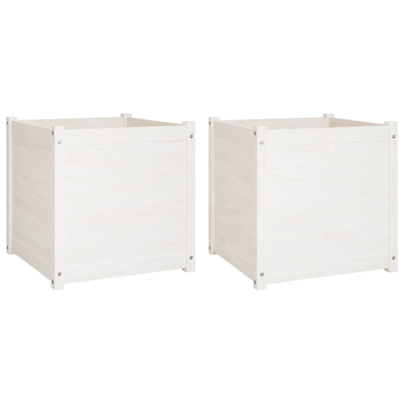 Wood Pot Planter, White, 23.6" H x 23.6" W x 23.6" D, 2