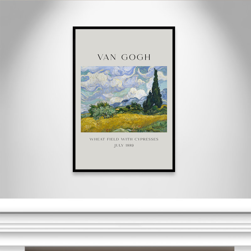 Collection «Old Fields with Cypresses» par Vincent Van Gogh, Cadre photo noir simple, Non, H 55 po x l 39 po x P 1,25 po