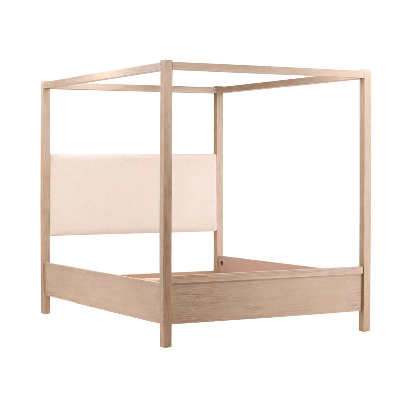 Emmalyn Solid Pine Wood Panel Bed, Everest Cream, Eastern King, King
