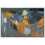 Moody bleu ocre botanique abstrait décoration murale pour le salon chambre à coucher encadrée toile chambre principale, reproduction d'art-128139023-128139022