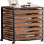Commode de rangement à 7 tiroirs avec roulettes, rangement industriel en bois, commode mobile pour le bureau et la maison