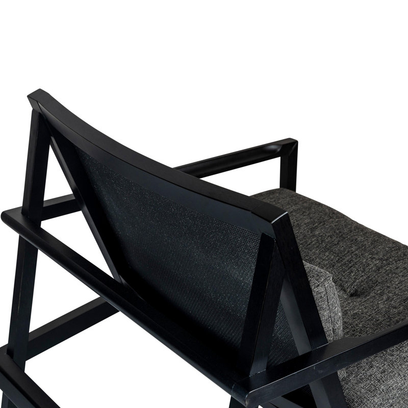 Modern Brazilian Lounge Chair, Slate Polyester Blend/Black Frame