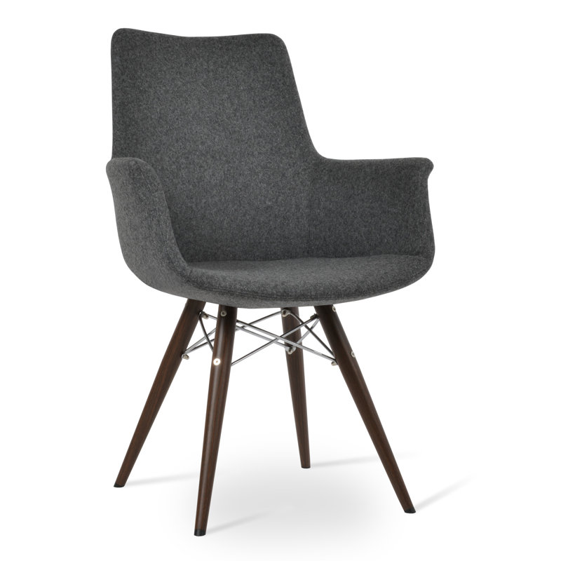 Chaise avec accoudoirs rembourrée, Gris foncé, Gris foncé
