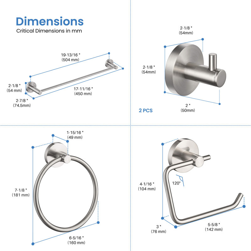 Circular 5 - Piece Bathroom Hardware Set, Brushed Nickel