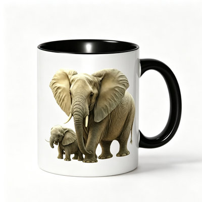 1pc Elephant family patternfeaturing decorative and exquisite natural guardians Ceramic Coffee Mug Coffee Cup Tea Mug Thanksgiving.