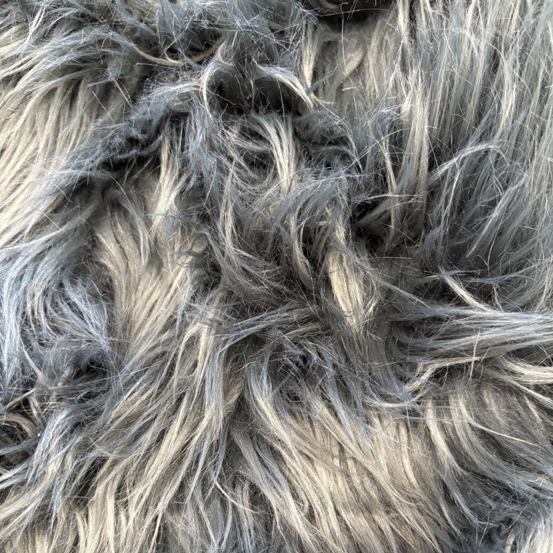Solid Colour Faux Fur 60cm X 90cm Area Rug, Grey