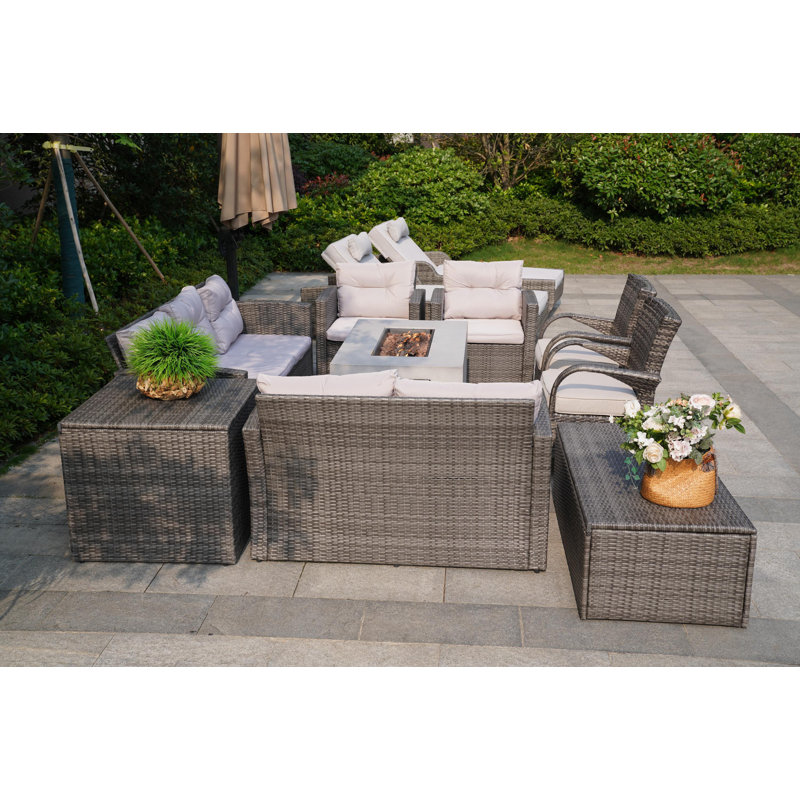 11 - Person Patio Conversation Set with Cushions