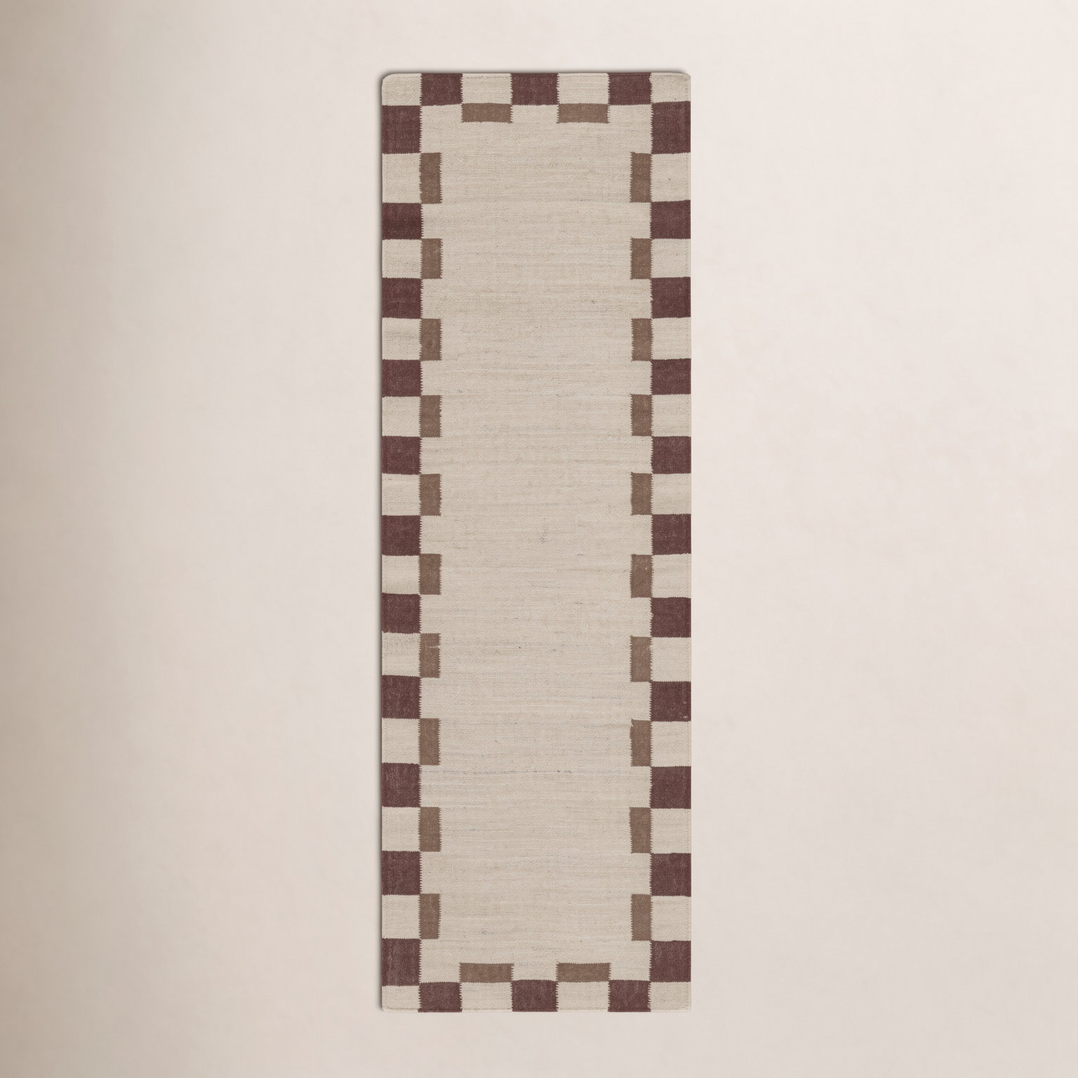 Heidi Checkered Flatweave Jute Rug, Red, 2'6x8'