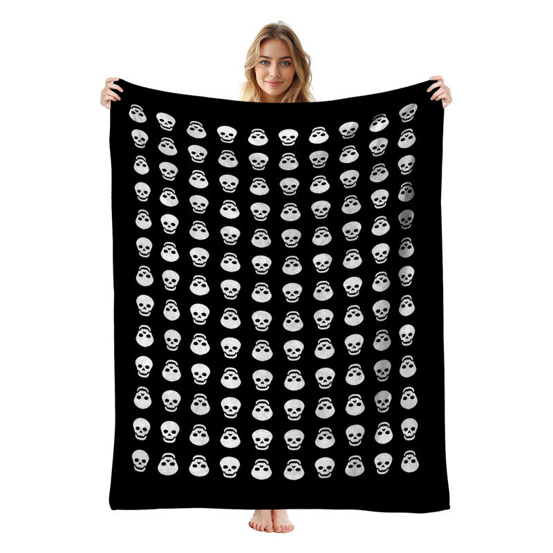 Jeté en flanelle JYK Halloween, Cute Skulls Grid