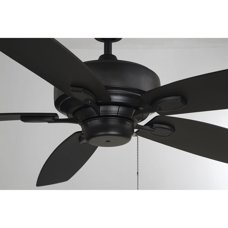 52" Arballo 5 - Blade Standard Ceiling Fan in Matte Black with Pull Chain, Matte Black