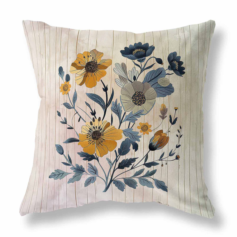 Fleur de résineux intérieur / extérieur 16 x 16, Beige/bleu, Carré 16 po