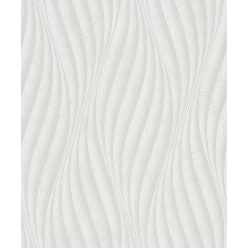 Kavalier Wave Ribbons 10.05M X 53Cm Pearlescent Sheen Wallpaper Roll, White
