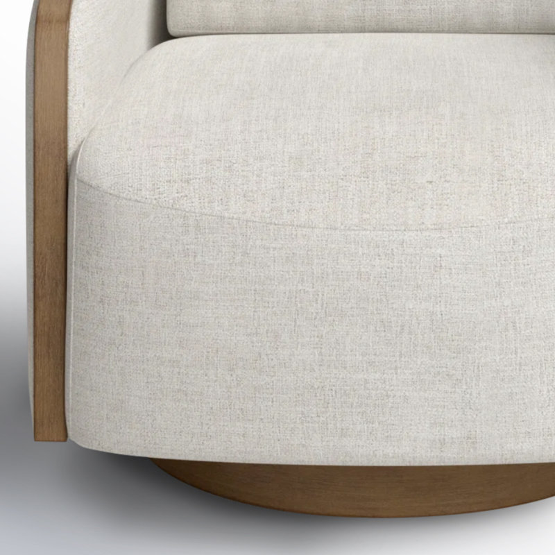 Fauteuil demi-tonneau pivotant de 32 po de largeur Nieve, Tweed blé Nathan