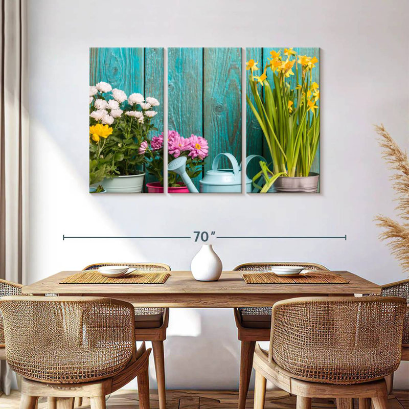 Senne Flowers In Tin Pots, 36" H x 57" W