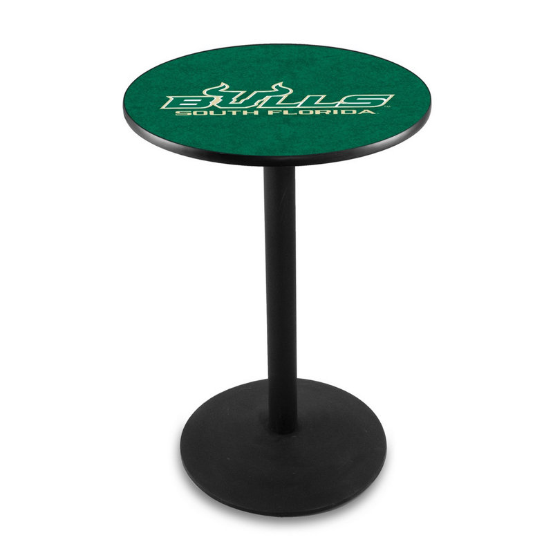 Round Metal Base Dining Table, Black Wrinkle, University of South Florida