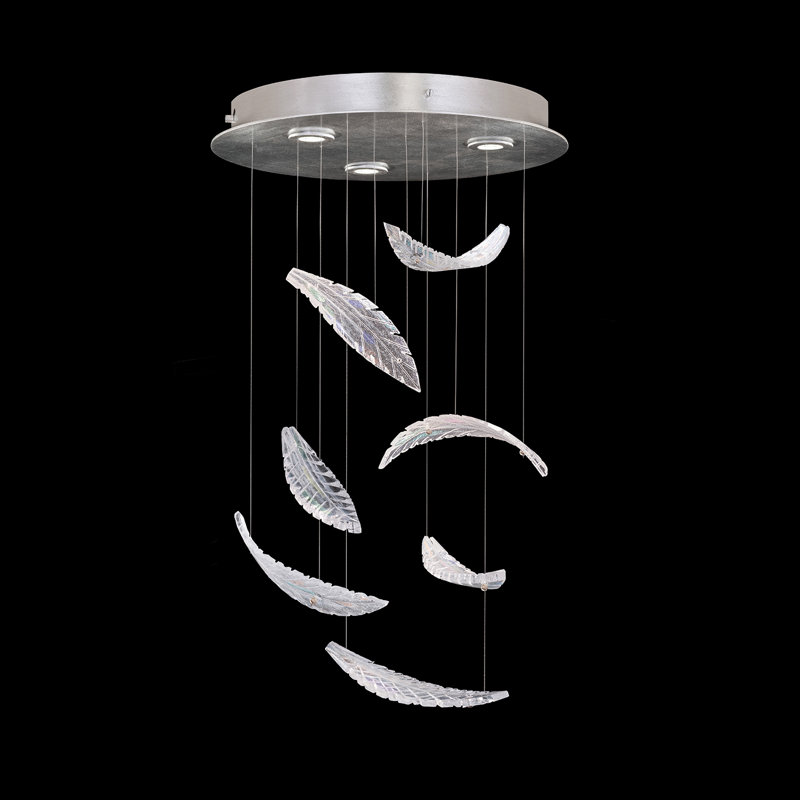 Elevate 3 - Light LED Unique/Statement Pendant, Silver, Multicolor
