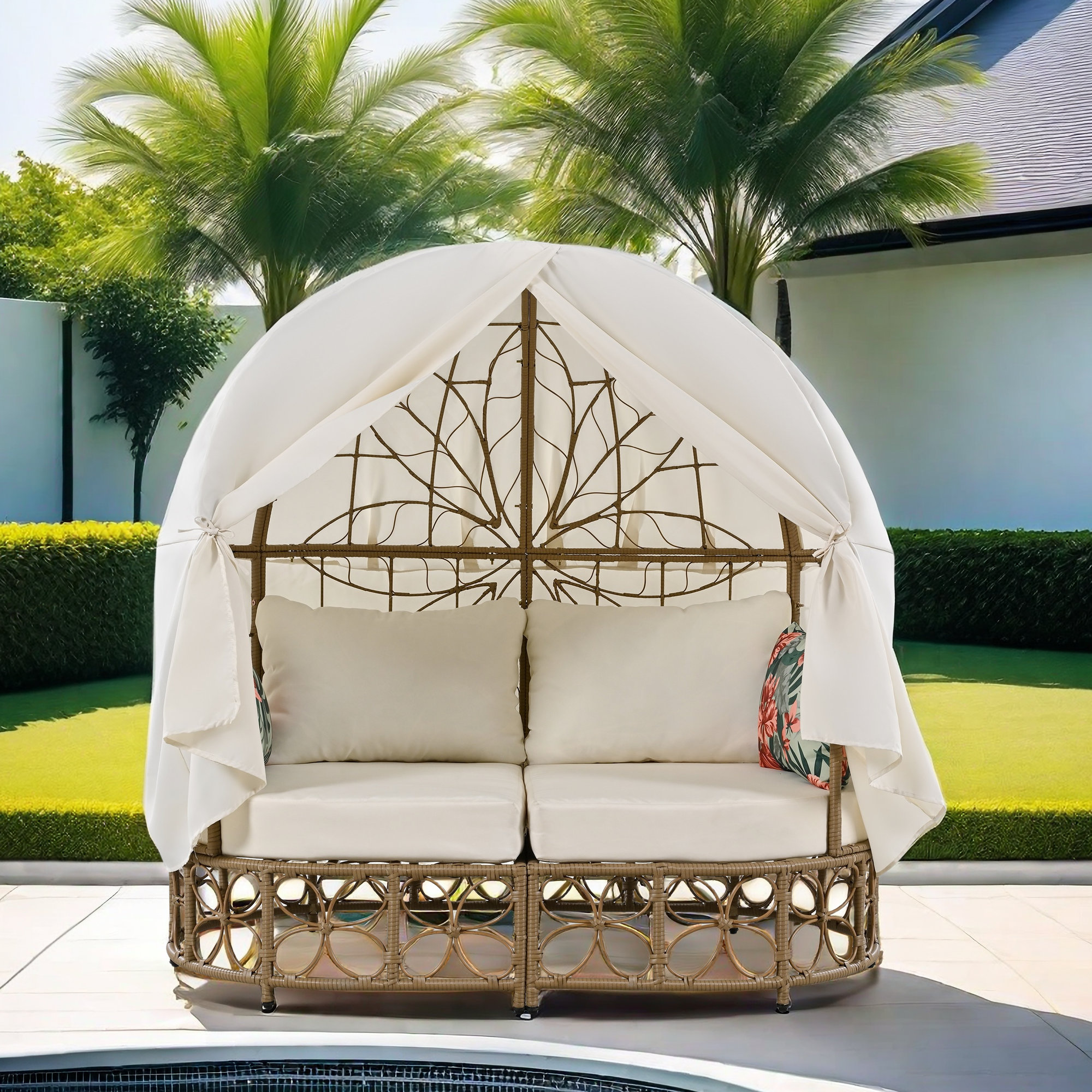 Outdoor Rocking Daybed Dakota Fields Crina 59.8'' Wicker Outdoor Patio Daybed | Wayfair