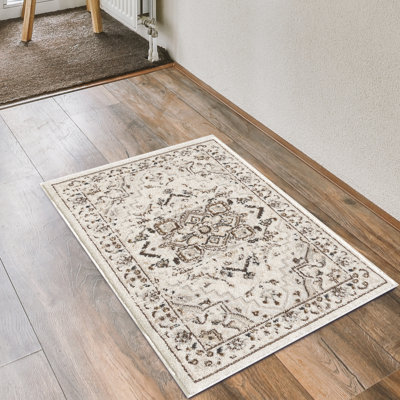 Losh Oriental Performance Traditional Vintage Area Rug in Brown/Beige/Cream