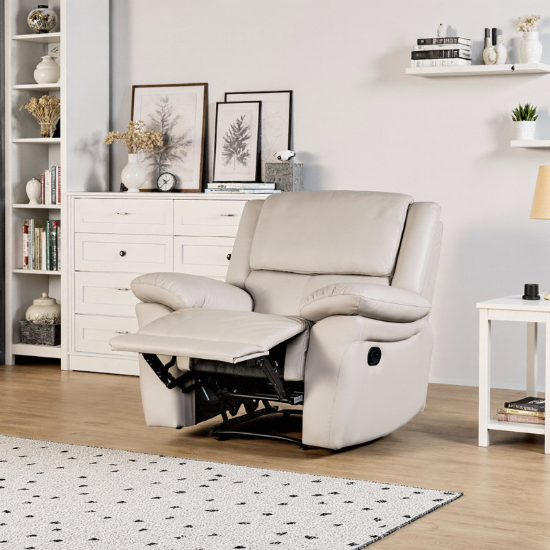 Luxury Transitional Glider Chair with Plush Pillow Arms - FSC Certified Comfort for Effortless Relaxation, Beige