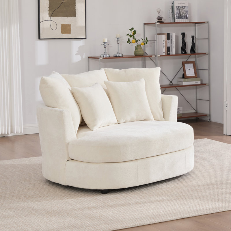 Fauteuil demi-tonneau 54,9 po, Chenille beige