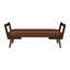 Banc de style Mid-Century avec pieds en bois de noyer, repose-pieds cannelé en polyuréthane cognac