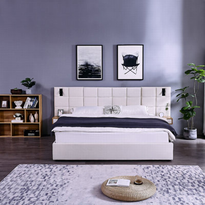 Camille Upholstered Storage Bed With  Shelves & Built-In Lights