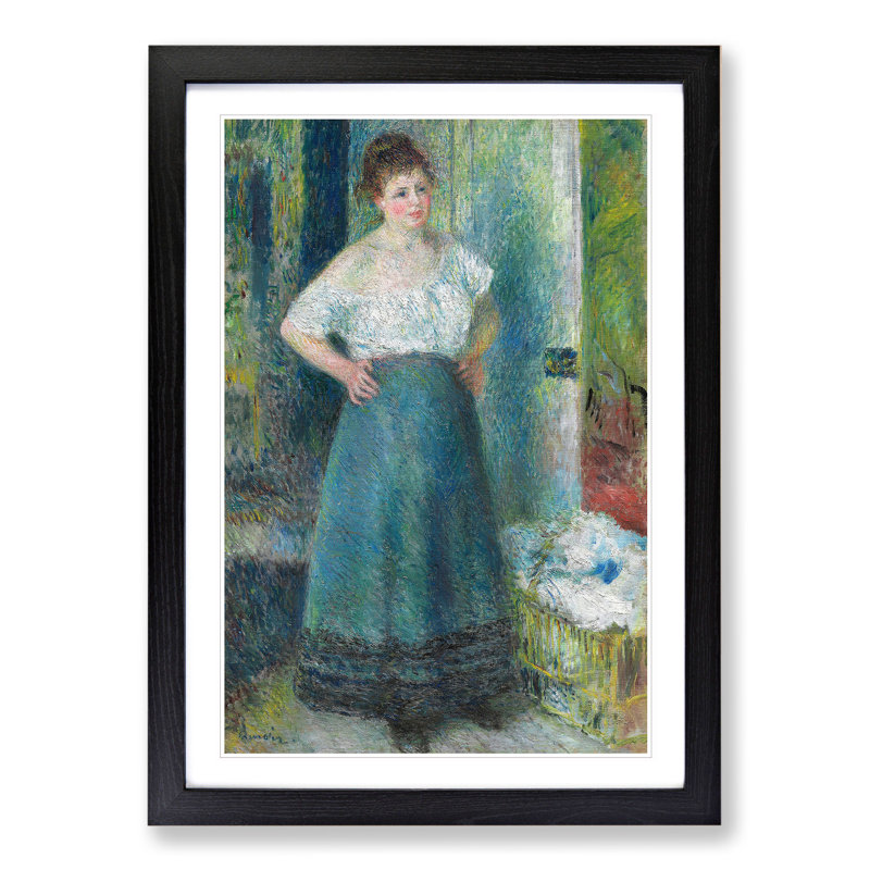 The Laundress by Pierre-Auguste Renoir - Picture Frame Painting, 48cm H x 36cm W x 2cm D, Black