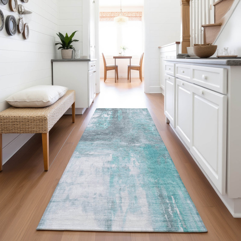 Premium Machine Washable Kumbhar AMF1350 Abstract Rug, Runner 2'3" x 7'6"