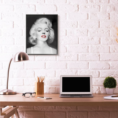«Marilyn Portrait Red Vintage Hollywood Movie Star Classic Illustration», impression sur toile