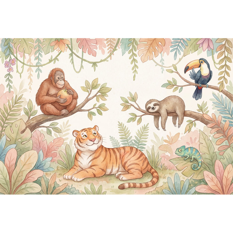 Papier peint amovible de la jungle tropicale, Non tissé, 200 po x 120 po