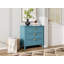 Commode 3 tiroirs de style Mid-Century moderne, commode décorative côtière bleu clair avec poignées en métal doré, armoire de rangement en placage de bois avec pieds en bois massif pour la chambre à coucher, vestibule