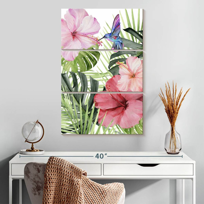 Hibiscus et colibri Harnek I, H 32 po x l 20 po