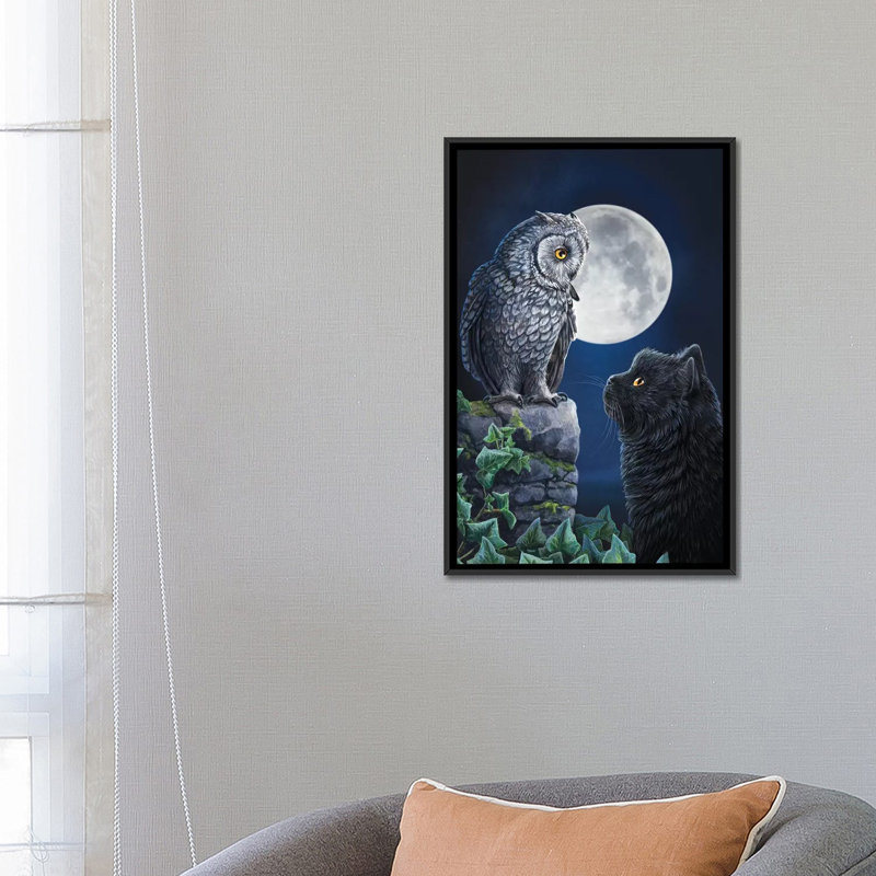 «Purrfect Wisdom» par Lisa Parker - reproduction d'art sur toile tendue, H 26 po x l 18 po x P 1,5 po, Toile avec cadre noir