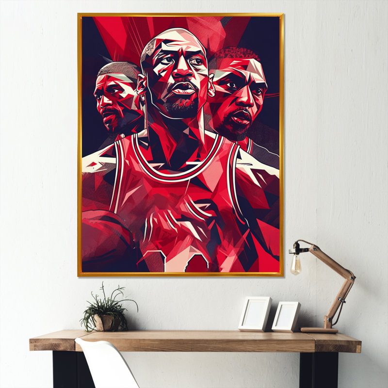 Basketball Game Face, reproduction d'art sur toile, H 20 po x l 12 po x P 1 po, Or