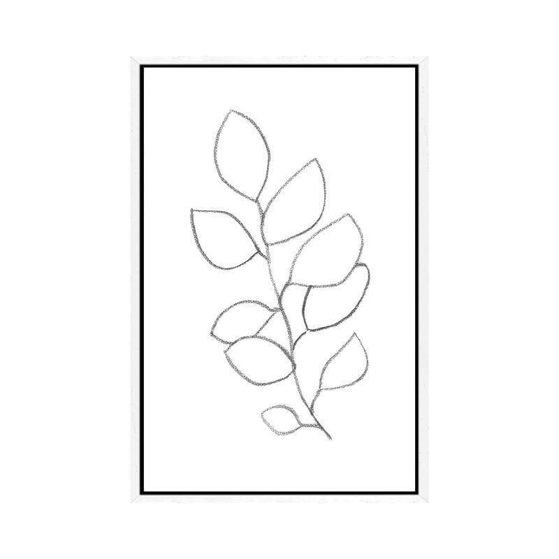 Botanical Minimal Line - Print on Canvas, White Framed, 66.04cm H x 45.72cm W x 3.81cm D