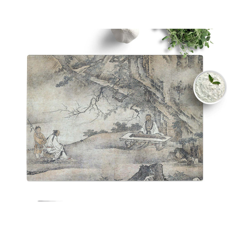 Tempered Glass at the Foot of the Rock by Kano Motonobu Chopping Board, 28.5 cm x 20 cm