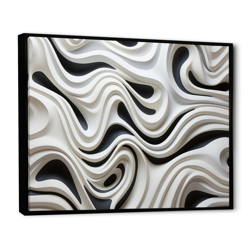 «Black White Opt Optic Symphony I», reproduction sur toile, H 12 po x l 20 po x P 1 po, Cadre flottant noir