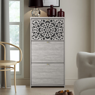 Arrastia 12 Pairs Shoe Cabinet with 3 Flip Drawer