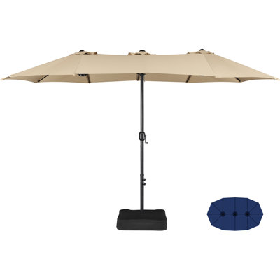 Harworth 120” × 96” Tilt Twin Patio Parasol Outdoor Umbrella