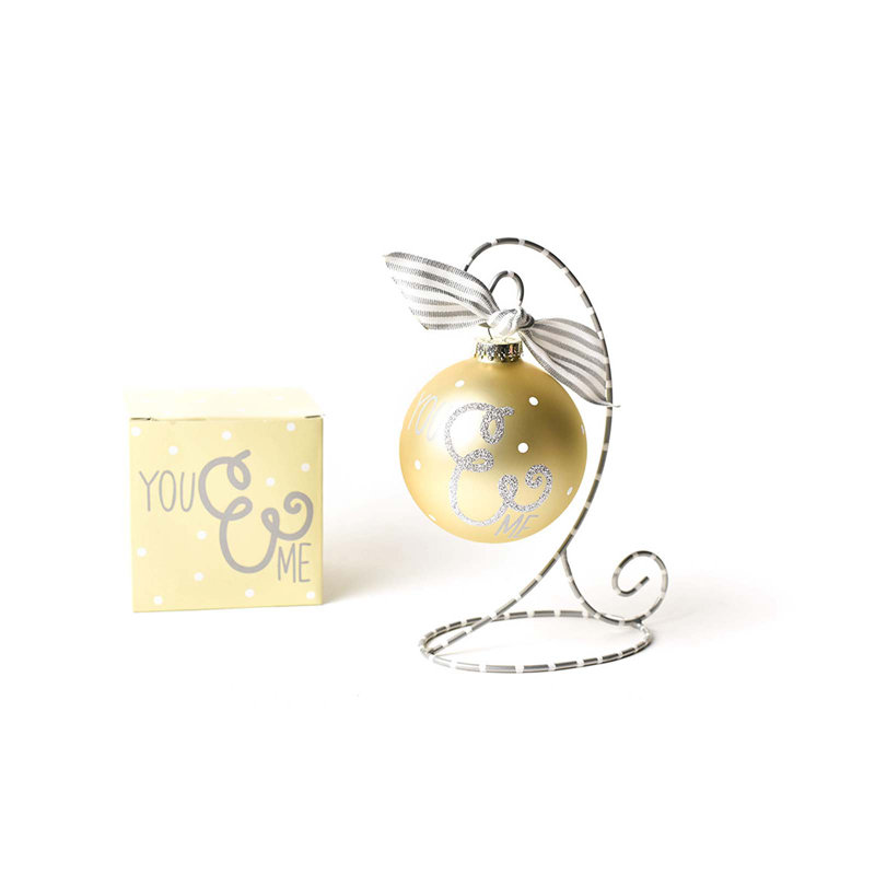 Ornement en verre avec support ornement blanc et blanc 100 mm You and Me