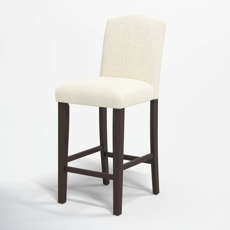 April Upholstered Stool, Bar Stool (31" Seat Height), Milsap Canvas Sustain® Tweed, Black Wood