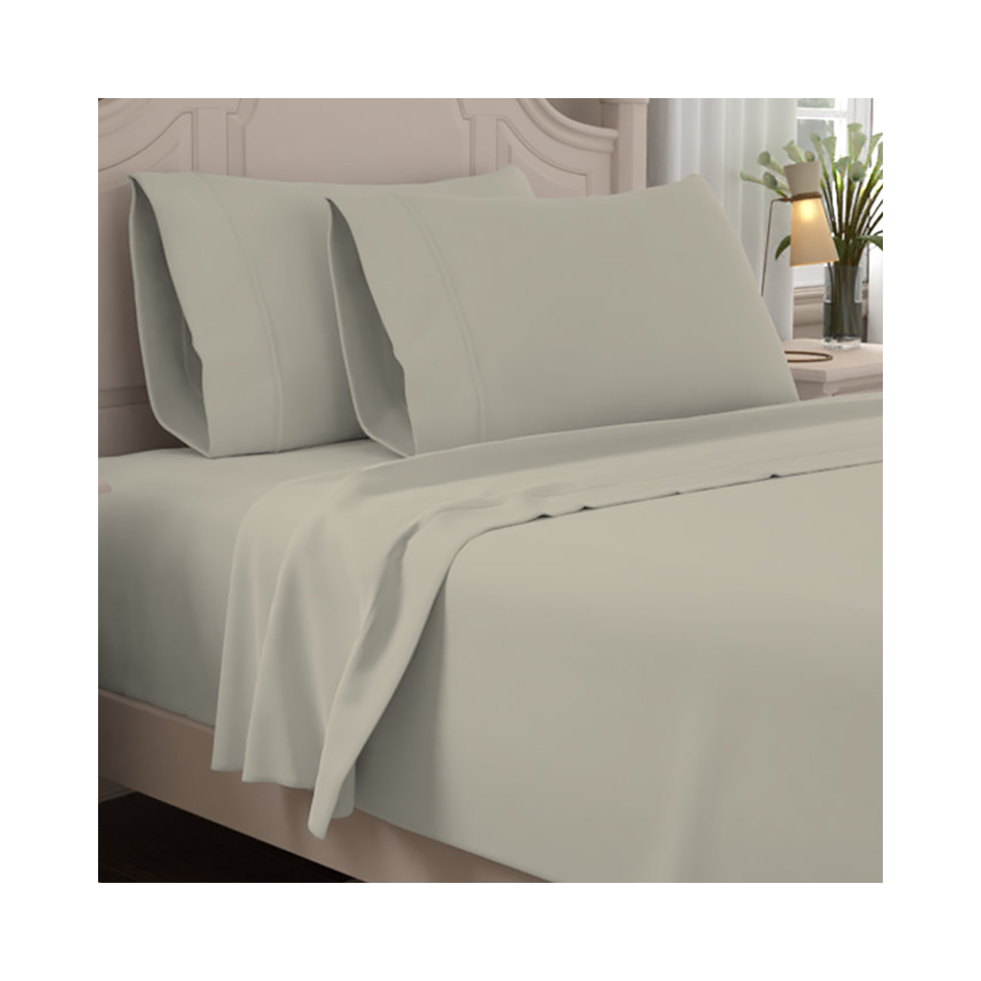 Ultimate Percale 100% Cotton 400TC Cool & Crisp Sheet Set, Sage, Queen Sheet Set with 2 Pillowcases