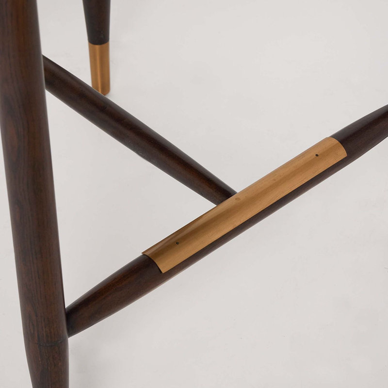 Cidra Upholstered Stool, Counter Stool (26.5" Seat Height), Cream Latte Seat/Classic Walnut/Satin Brass Frame