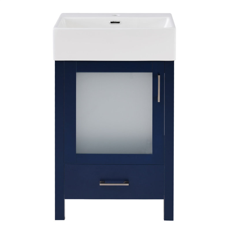 Meuble-lavabo autoportant avec lavabo, Bleu