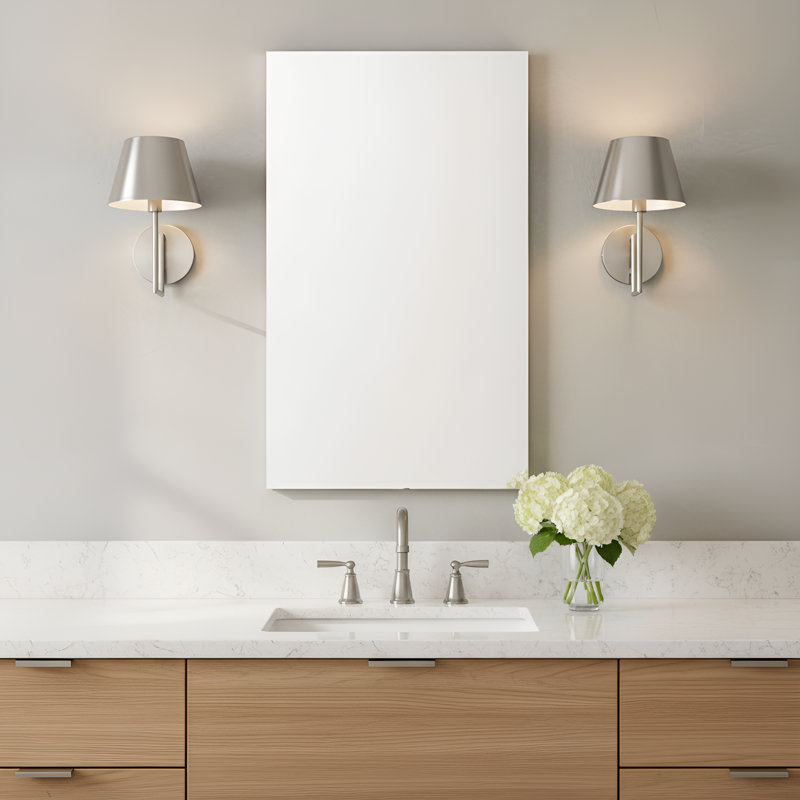 Ender 1 Light Bathroom Bedroom Wall Fixture With Brushed Nickel Shade, Brushed Nickel