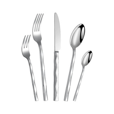 Ensemble de couverts 20 pièces en acier inoxydable de qualité supérieure - Poignées en forme de losange, couverts très épais pour les hôtels et les restaurants