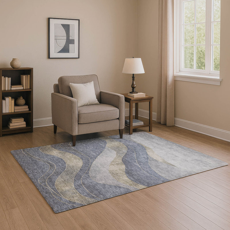 Premium Machine Washable Jakiyra AMF1892 Swirls Rug, Rectangle 8' x 10'