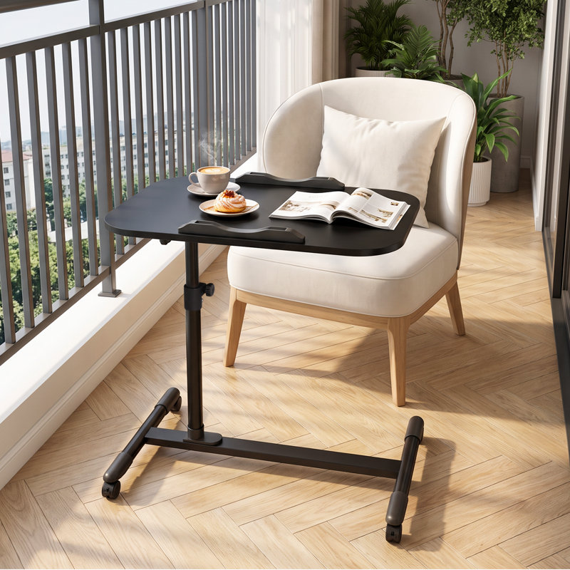 Table mobile à hauteur réglable pour bureau à domicile avec roulettes et bureau mobile, Noir