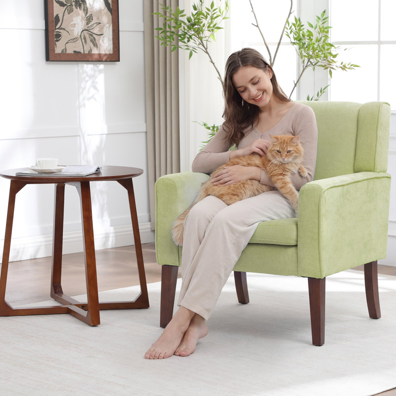 Mid-Century Accent Chairs Featuring Removable Cushions, Green